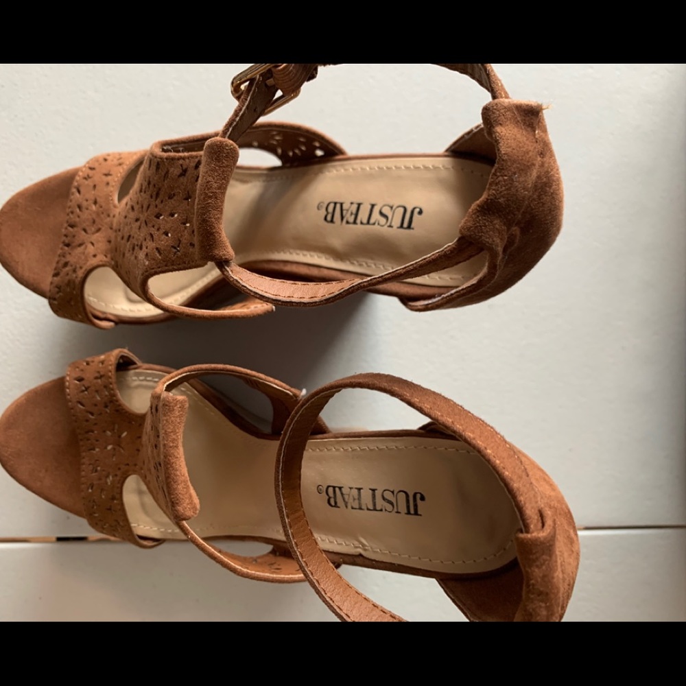 JUSTFAB Sheree Wedge Brown Suede